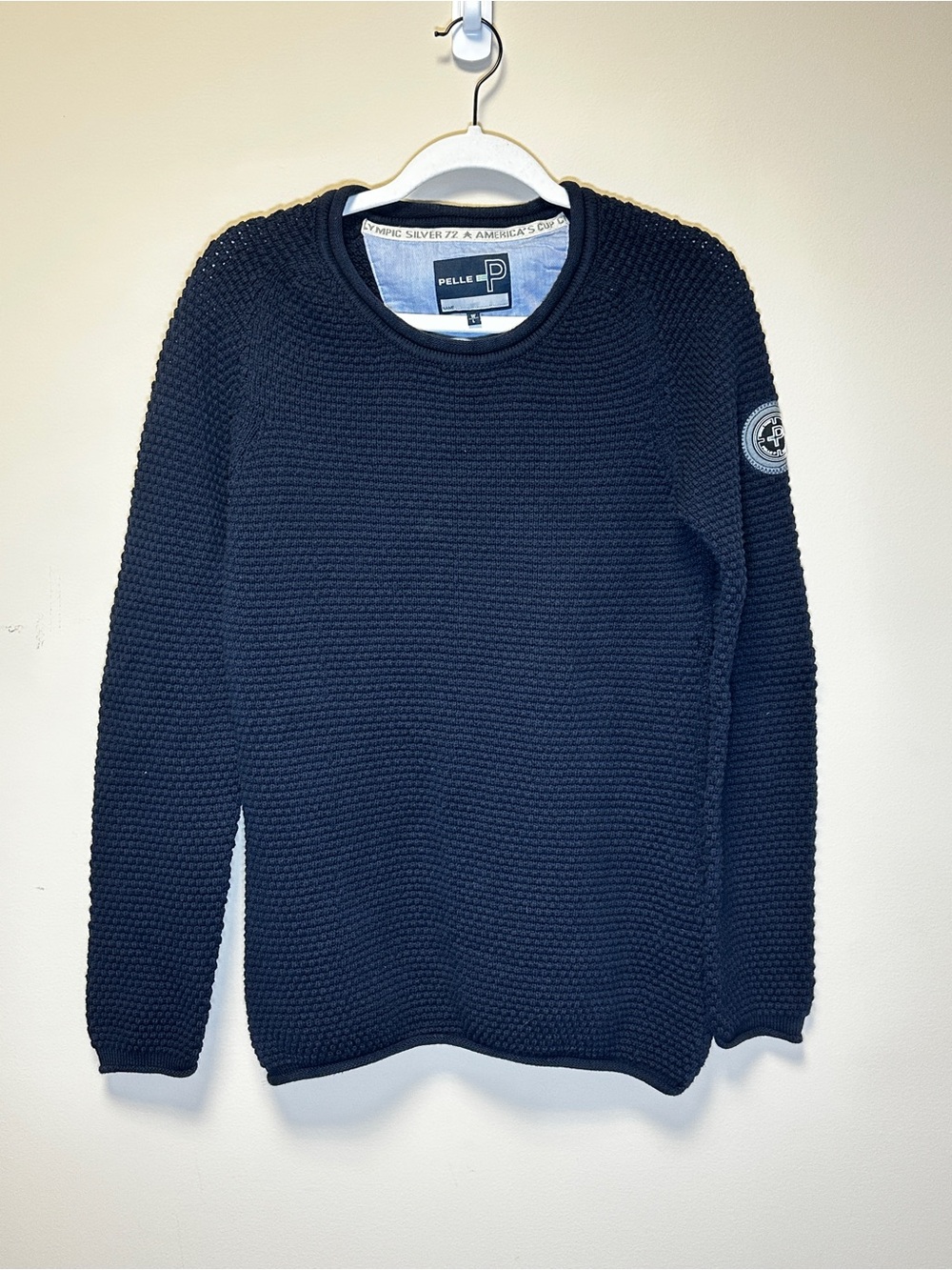 Pelle P Women’s Large Navy 100% Cotton Sweater Olympic Silver 72 America’s Cup